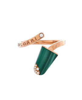 Pre-owned Bvlgari Pre-Owned Bvlgari Gelati Ring 18K Rose Gold with Malachite and Diamonds