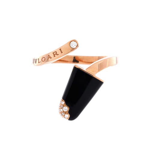 Pre-Owned Bvlgari Pre-Owned Bvlgari Gelati Ring 18K Rose Gold with Onyx and Diamonds