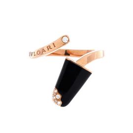 Pre-Owned Bvlgari Pre-Owned Bvlgari Gelati Ring 18K Rose Gold with Onyx and Diamonds