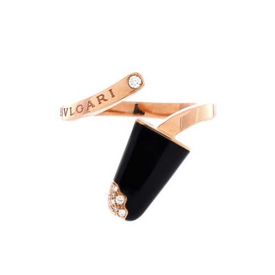 Pre-Owned Bvlgari Pre-Owned Bvlgari Gelati Ring 18K Rose Gold with Onyx and Diamonds