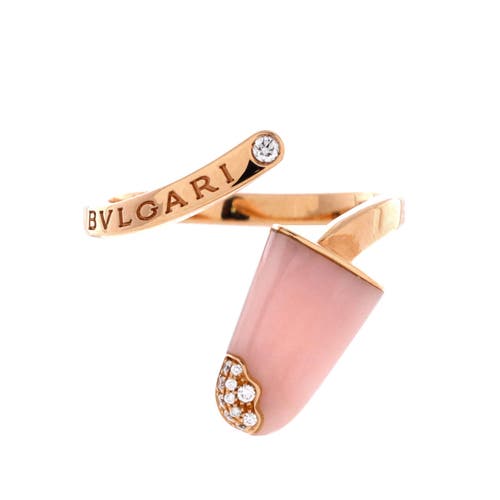 Pre-Owned Bvlgari Pre-Owned Bvlgari Gelati Ring 18K Rose Gold with Pink Opal and Diamonds