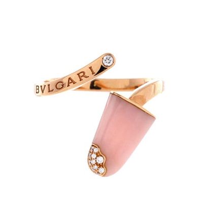 Pre-Owned Bvlgari Pre-Owned Bvlgari Gelati Ring 18K Rose Gold with Pink Opal and Diamonds
