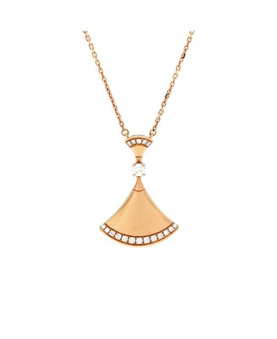 Pre-owned Bvlgari Pre-Owned Bvlgari Large Divas' Dream Pendant Necklace 18K Rose Gold with Diamonds, 17