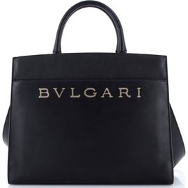 Pre-Owned Bvlgari Pre-Owned Bvlgari Logo Convertible Tote Embroidered Leather Medium