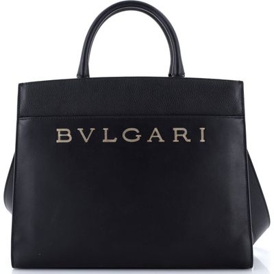 Pre-Owned Bvlgari Pre-Owned Bvlgari Logo Convertible Tote Embroidered Leather Medium