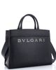 Pre-Owned Bvlgari Pre-Owned Bvlgari Logo Convertible Tote Embroidered Leather Medium - 2