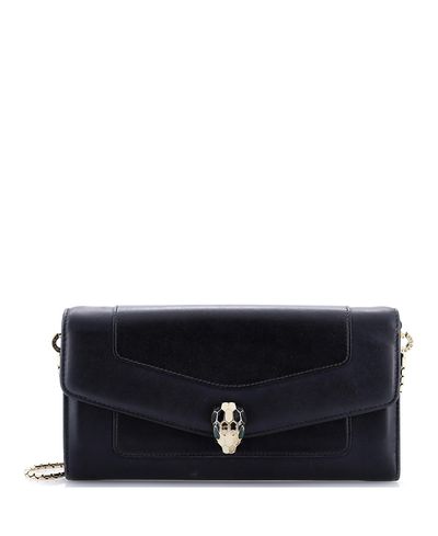 Pre-owned Bvlgari Pre-Owned Bvlgari Long Serpenti Forever Wallet on Chain Leather