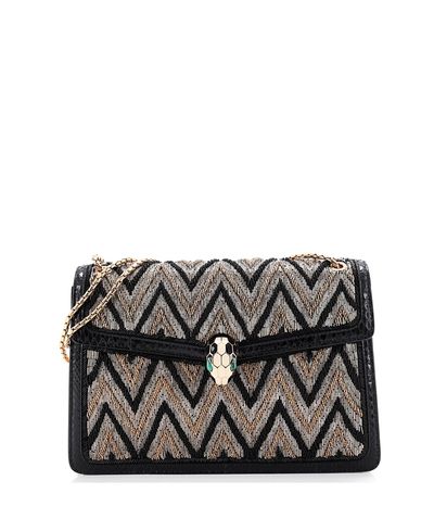 Pre-owned Bvlgari Pre-Owned Bvlgari Medium Serpenti Forever Shoulder Bag Embellished Python Embossed Leather