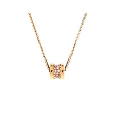 Pre-owned Bvlgari Pre-Owned Bvlgari Mini B. Zero1 Pendant Necklace 18K Rose Gold with Pave Diamonds, 17.25