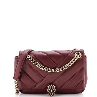 Pre-Owned Bvlgari Pre-Owned Bvlgari Serpenti Cabochon Shoulder Bag Diagonal Quilted Leather Small