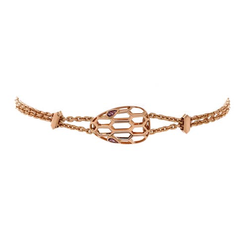 Pre-Owned Bvlgari Pre-Owned Bvlgari Serpenti Seduttori Chain Bracelet 18K Rose Gold with Amethyst