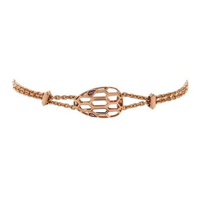 Pre-Owned Bvlgari Pre-Owned Bvlgari Serpenti Seduttori Chain Bracelet 18K Rose Gold with Amethyst