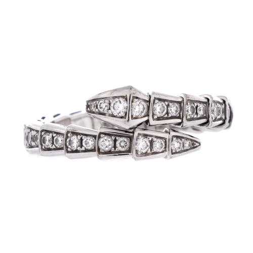 Pre-Owned Bvlgari Pre-Owned Bvlgari Serpenti Viper One-Coil Ring 18K White Gold and Pave Diamonds