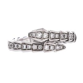 Pre-Owned Bvlgari Pre-Owned Bvlgari Serpenti Viper One-Coil Ring 18K White Gold and Pave Diamonds