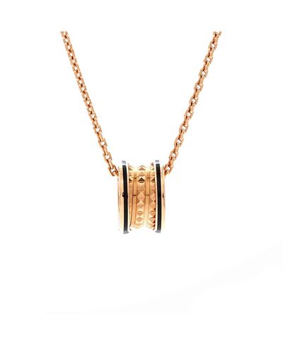 Pre-owned Bvlgari Pre-Owned Bvlgari Small B. Zero 1 Rock Round Pendant Necklace 18K Rose Gold with Ceramic, 0.7
