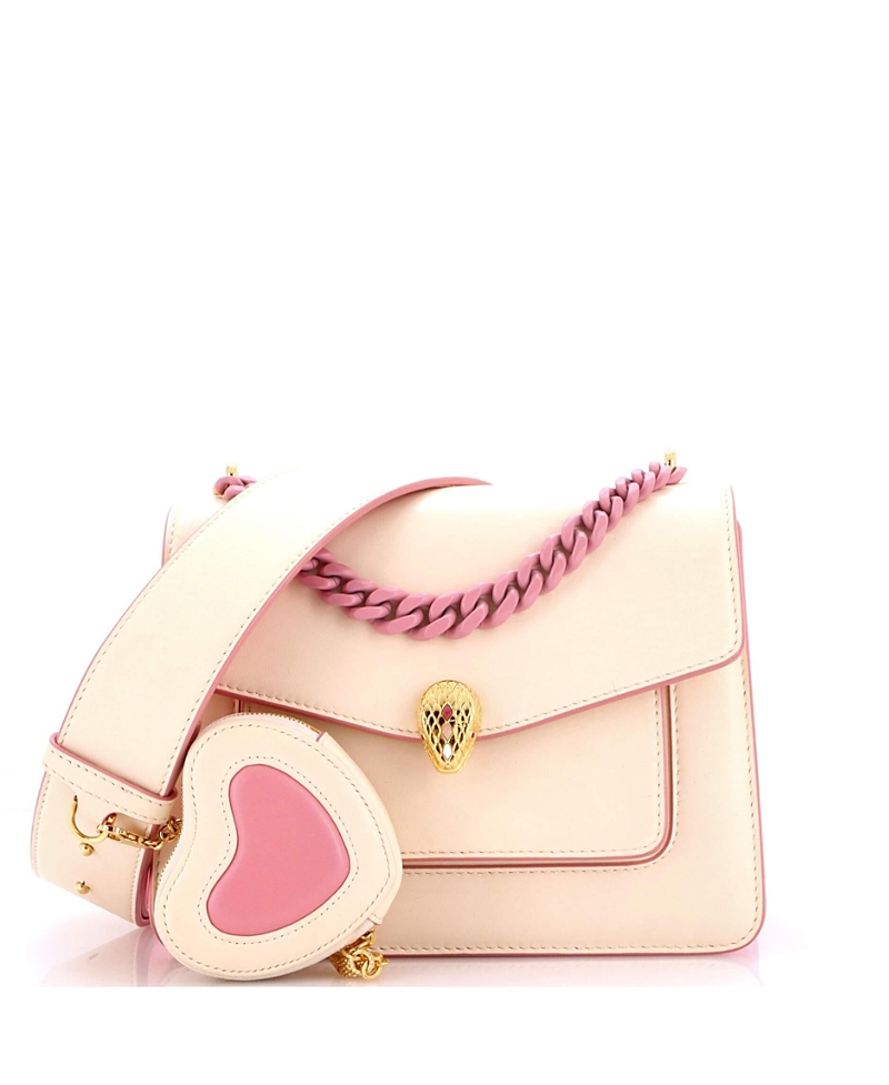 Pre-owned Bvlgari Pre-Owned Bvlgari Small Serpenti Forever Maxi Chain Heart Pouch Crossbody Bag Leather