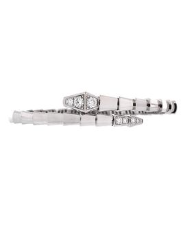 Pre-owned Bvlgari Pre-Owned Bvlgari Small Serpenti Viper Bracelet 18K White Gold with Diamonds