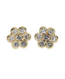 Pre-owned Bvlgari Pre-Owned Bvlgari Vintage Flower Cluster 18k Yellow Gold Earrings