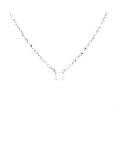 Pre-owned Cartier Pre-Owned Cartier 0.20CT 1895 Solitaire Necklace 18K White Gold with Rbc Diamond D/VVS1, 16.5
