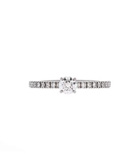 Pre-owned Cartier Pre-Owned Cartier 0.20CT Etincelle de Cartier Solitaire Ring Platinum with Rbc Diamond and Pave Diamonds F/VVS2