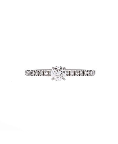 Pre-owned Cartier Pre-Owned Cartier 0.20CT Etincelle de Cartier Solitaire Ring Platinum with Rbc Diamond and Pave Diamonds F/VVS2