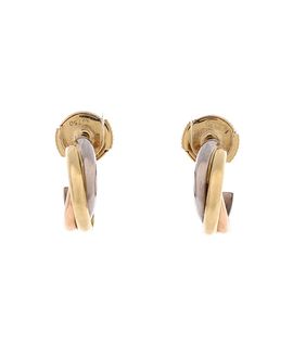 Pre-owned Cartier Pre-Owned Cartier 13mm Trinity Hoop Earrings 18K Tricolor Gold