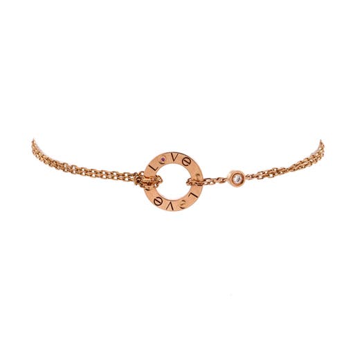 Pre-Owned Cartier Pre-Owned Cartier 2 Diamonds Love Bracelet 18K Rose Gold with Pink Sapphire and Diamond