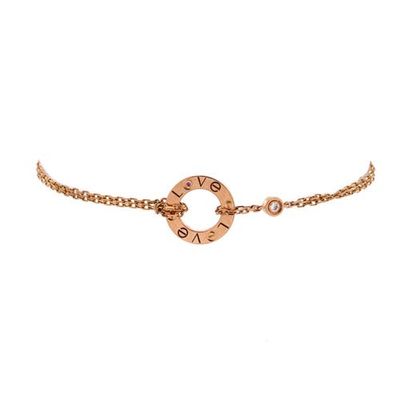 Pre-Owned Cartier Pre-Owned Cartier 2 Diamonds Love Bracelet 18K Rose Gold with Pink Sapphire and Diamond