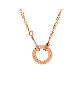 Pre-owned Cartier Pre-Owned Cartier 2 Diamonds Love Pendant Necklace 18K Rose Gold and Diamonds, 17.75