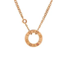 Pre-Owned Cartier Pre-Owned Cartier 2 Diamonds Love Pendant Necklace 18K Rose Gold with Pink Sapphire and Diamond