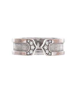Pre-owned Cartier Pre-Owned Cartier 6.5mm C de Cartier Ring 18K White Gold with Diamonds