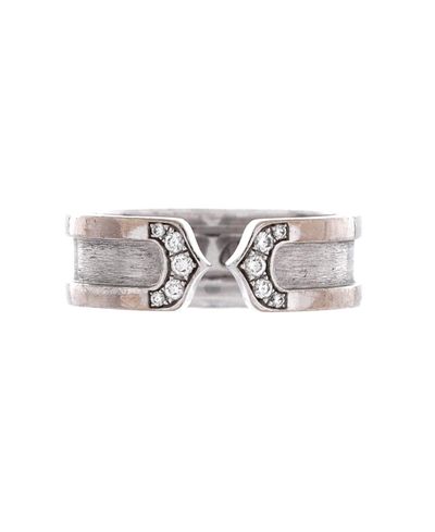 Pre-owned Cartier Pre-Owned Cartier 6.5mm C de Cartier Ring 18K White Gold with Diamonds