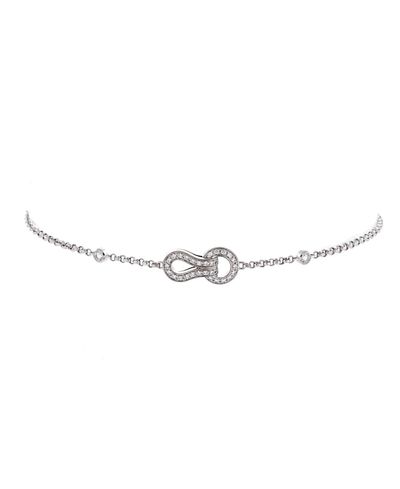 Pre-owned Cartier Pre-Owned Cartier Agrafe Cable Chain Bracelet 18K White Gold with Diamonds