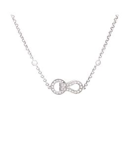Pre-owned Cartier Pre-Owned Cartier Agrafe Chain Pendant Necklace 18K White Gold with Diamonds, 16