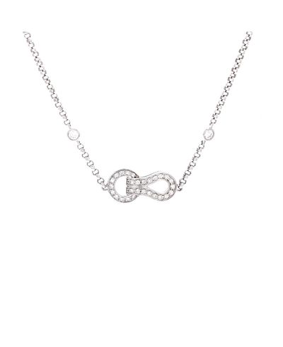 Pre-owned Cartier Pre-Owned Cartier Agrafe Chain Pendant Necklace 18K White Gold with Diamonds, 16