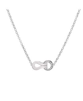 Pre-owned Cartier Pre-Owned Cartier Agrafe Pendant Necklace 18K White Gold with Diamonds, 15.75