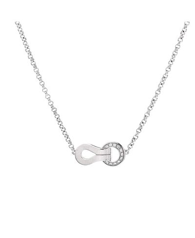 Pre-owned Cartier Pre-Owned Cartier Agrafe Pendant Necklace 18K White Gold with Diamonds, 15.75