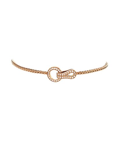 Pre-owned Cartier Pre-Owned Cartier Agrafe Wheat Chain Bracelet 18K Gold with Diamonds