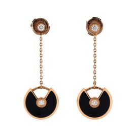 Pre-Owned Cartier Pre-Owned Cartier Amulette de Cartier Drop Dangle Earrings 18K Rose Gold with Onyx and Diamonds XS