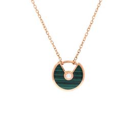 Pre-Owned Cartier Pre-Owned Cartier Amulette de Cartier Pendant Necklace 18K Rose Gold with Malachite and Diamond XS