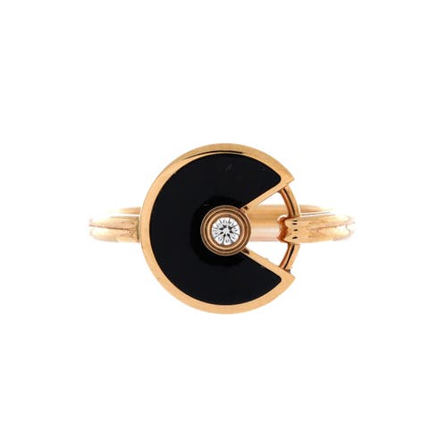 Pre-Owned Cartier Pre-Owned Cartier Amulette De Cartier Ring 18K Rose Gold with Diamond and Onyx
