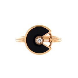 Pre-Owned Cartier Pre-Owned Cartier Amulette De Cartier Ring 18K Rose Gold with Diamond and Onyx