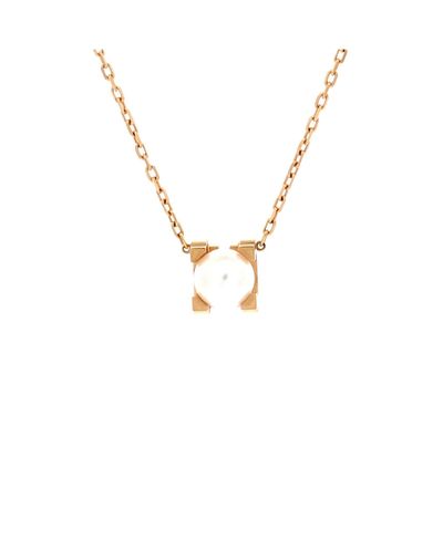 Pre-owned Cartier Pre-Owned Cartier C de Cartier Necklace 18K Rose Gold and Pearl, 16.25