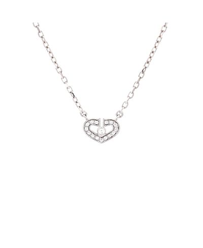 Pre-owned Cartier Pre-Owned Cartier C Heart de Cartier Pendant Necklace 18K White Gold with Diamonds, 15.5