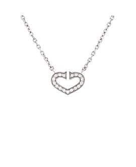 Pre-owned Cartier Pre-Owned Cartier C Heart de Cartier Pendant Necklace 18K White Gold with Pave Diamonds, 15.5