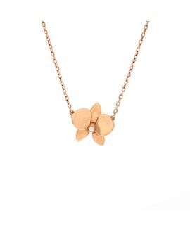 Pre-owned Cartier Pre-Owned Cartier Caresse D'Orchidees Necklace 18K Rose Gold with Diamond, 16.75