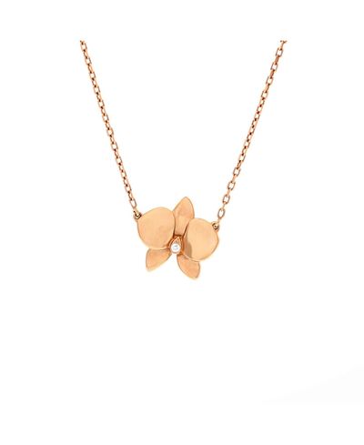 Pre-owned Cartier Pre-Owned Cartier Caresse D'Orchidees Necklace 18K Rose Gold with Diamond, 16.75