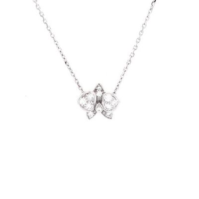 Pre-Owned Cartier Pre-Owned Cartier Caresse D'Orchidees Necklace 18K White Gold with Diamonds Small
