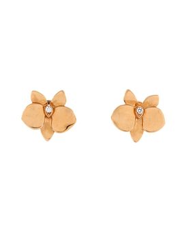 Pre-owned Cartier Pre-Owned Cartier Caresse D'Orchidees Stud Earrings 18K Rose Gold with Diamonds