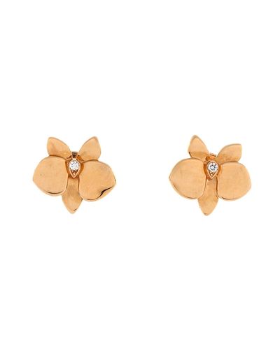 Pre-owned Cartier Pre-Owned Cartier Caresse D'Orchidees Stud Earrings 18K Rose Gold with Diamonds